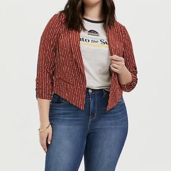 Torrid Printed Open Front Crop Blazer Size 3X - Picture 1 of 6